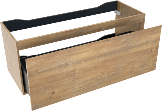 Linie Lado hängender Waschbeckenunterschrank: 120 x 46 cm, Eiche Natur, 1 Schublade