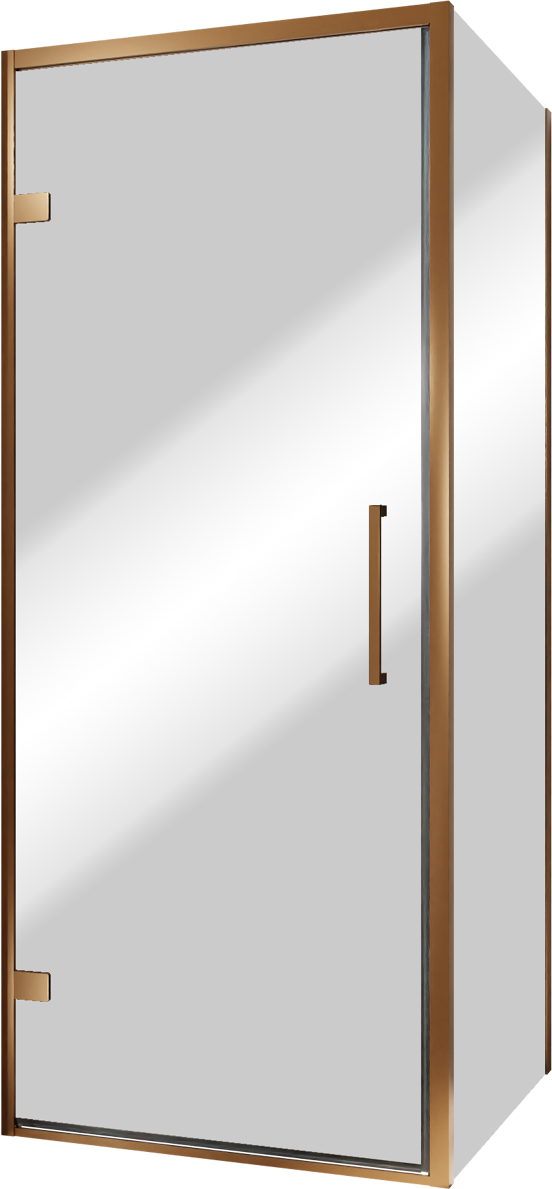 Balmani Senses Design douchehoek met linkse draaideur en vaste zijwand, 90 x 100 cm, Reflex spiegelglas, Brushed Rosegold profielen, met coating