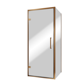 Balmani Senses Design douchehoek met linkse draaideur en vaste zijwand, 90 x 90 cm, Reflex spiegelglas, Brushed Rosegold profielen