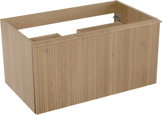 Balmani Forma zwevende wastafelonderkast 90 x 55 cm naturel eiken 2 lades vert. asym. groef
