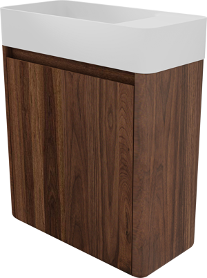 Balmani Fara meuble wc suspendu 45 x 22 cm noyer américain avec Fara lavabo en Solid Surface mat