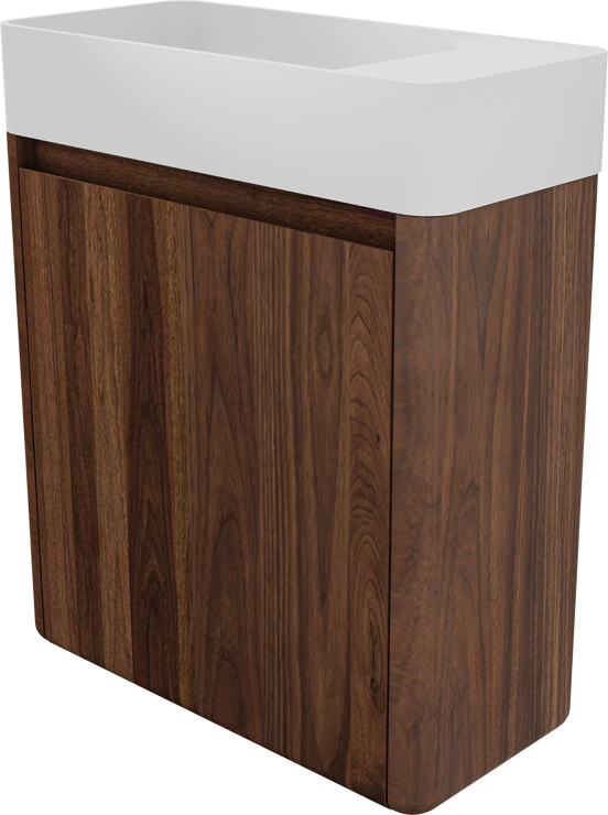 Balmani Fara zwevend toiletmeubel 45 x 22 cm amerikaanse notelaar met Fara wastafel in matte Solid Surface