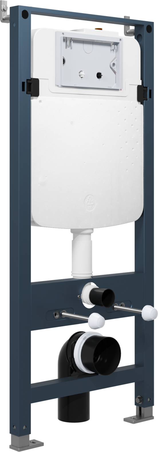 Linie Waldo wc suspendu blanc brillant sans rebord avec Linie Ilana bâti-support et plaque de commande