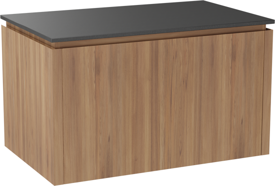 Balmani Eclips meuble salle de bains suspendu 90 x 55 cm Teck avec Stretto tablette simple en Granit noir
