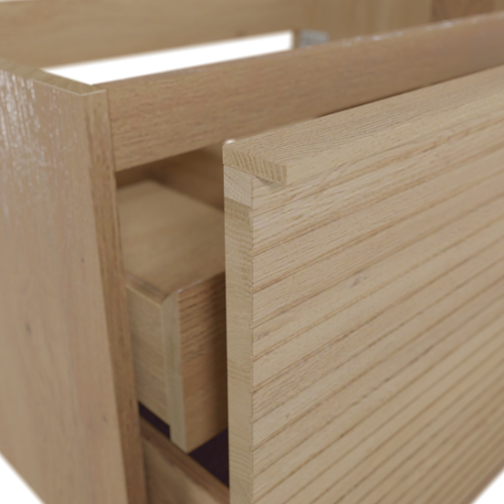 Balmani Forma meuble sous-vasque suspendu nervure horizontale 45 x 55 cm chêne naturel 2 tiroirs