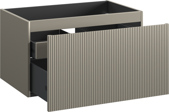 Storke Ribs meuble sous-vasque suspendu 85 x 52 cm soie grise 2 tiroirs