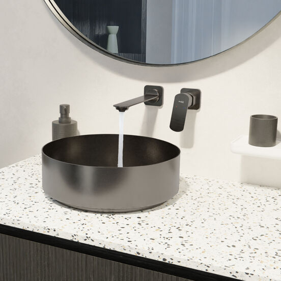 Blaufoss Bodan robinet de lavabo encastré brushed gunmetal incl élément intégré