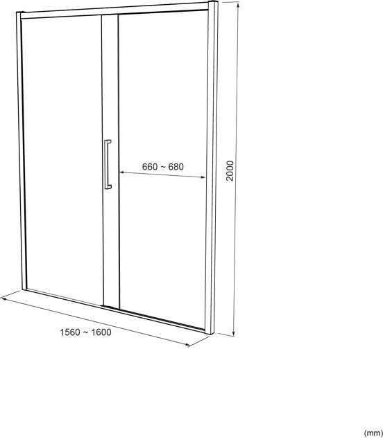 Luca Varess Senses Duschtür: Schiebetür, Links, 160 x 200 cm, gestreiftes Glas, Schwarzes Profil, matt