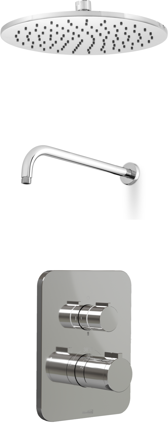 Blaufoss Smartbox Softline inbouw regendoucheset thermostatische kraan glanzend chroom
