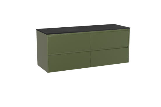 Storke Seda hängendes Möbelstück Set: 150 x 52 cm, OlivgrÃ¼n, mit Panton Einzel- oder Doppel Waschtischplatte, Pulverbeschichtetes MDF Schwarz matt