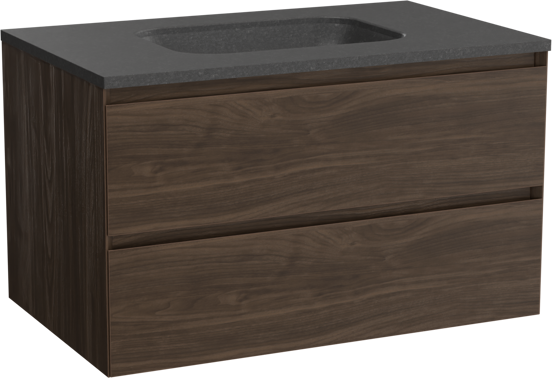 Balmani Mitra meuble salle de bains suspendu 90 x 55 cm noyer américain avec Tablo Arcato plan simple en granit noir