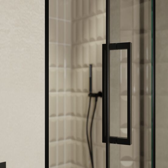 Balmani Senses Design porte pivotante à droite 100 cm x 210 cm verre Miroir Reflex, Profil noir
