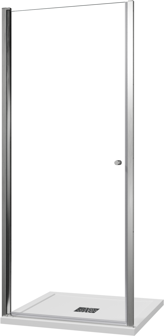 Luca Varess Kuresa porte pivotante 90 x 200 cm verre transparent profil chrome brillant