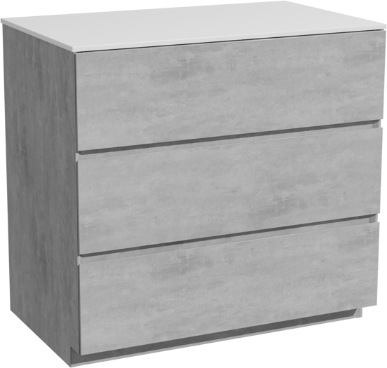 Storke Edge staand badkamermeubel 85 x 52 cm beton donkergrijs met Tavola enkel tablet in solid surface mat wit