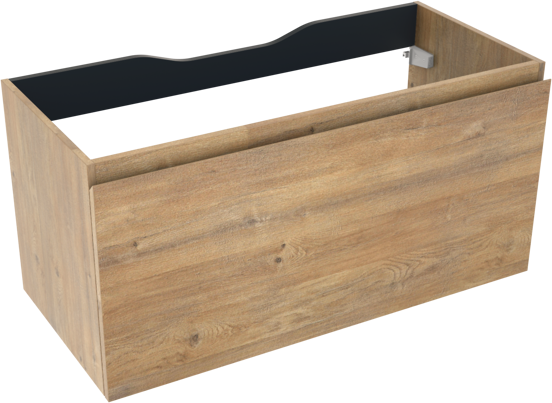 Linie Lado hängender Waschbeckenunterschrank: 100 x 46 cm, Eiche Natur, 1 Schublade