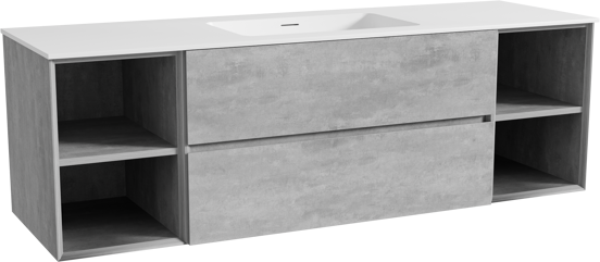 Storke Edge meuble salle de bains suspendu 165 x 52 cm béton gris foncé avec Mata plan simple en solid surface blanc mat