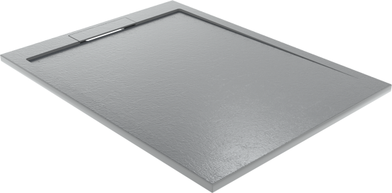 Balmani Indus douchebak 120 x 90 cm composietmarmer donkergrijs leisteenstructuur