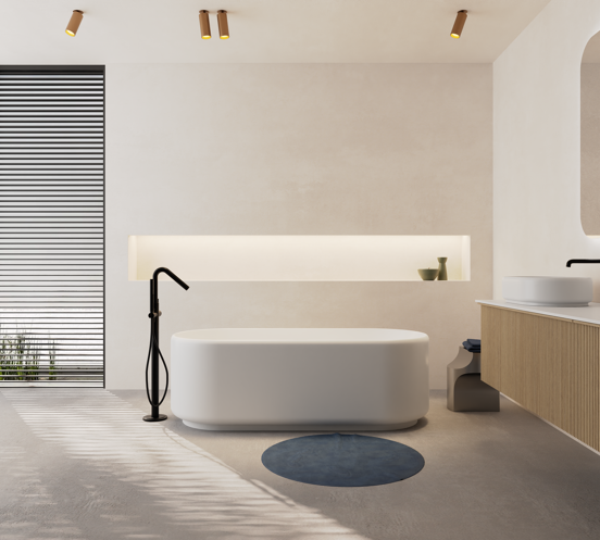 Balmani Scala Soft baignoire ilôt ovale 170 x 70 cm Solid Surface blanc mat