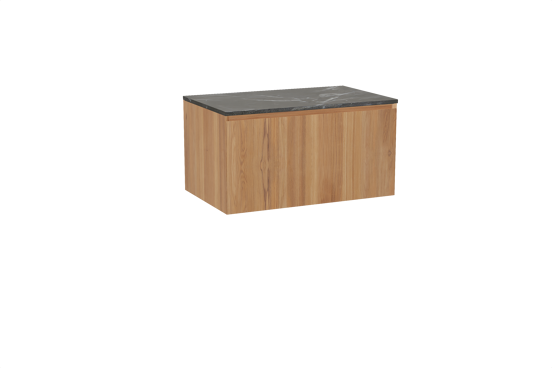 Balmani Idra meuble salle de bains suspendu 90 x 55 cm teck avec Stretto tablette simple en marbre pietra grey