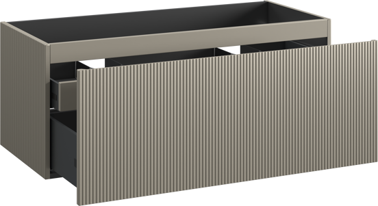Storke Ribs meuble sous-vasque suspendu 120 x 52 cm soie grise 2 tiroirs