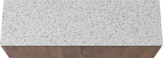 Balmani Eclips meuble salle de bains suspendu 180 x 55 cm Noyer américain avec Stretto tablette simple ou double en Bianco Nero Terrazzo