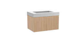 Balmani Fila meuble salle de bains suspendu 90 x 55 cm chêne naturel avec Modus plan simple en solid surface blanc mat, Nervure droite symétrique verticale