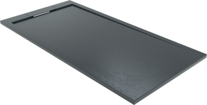 Balmani Indus douchebak 160 x 80 cm composietmarmer grafietgrijs leisteenstructuur