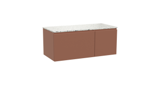 Balmani Sfera zwevend badkamermeubel 120 x 55 cm cotto met Stretto enkel of dubbel tablet in mat wit/zwart terrazzo