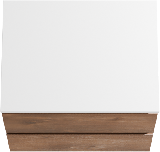 Linie Lado meuble salle de bains suspendu 60 x 46 cm chêne brun avec Lado tablette simple en marbre composite blanc brillant
