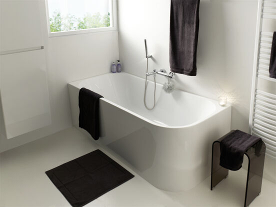Luca Varess Mezzo baignoire d'angle gauche double 180 x 80 cm acrylique blanc mat