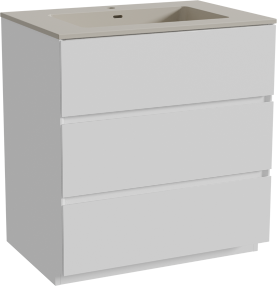 Storke Edge meuble salle de bains à poser 75 x 52 cm blanc mat avec Diva plan simple en top solid soie grise