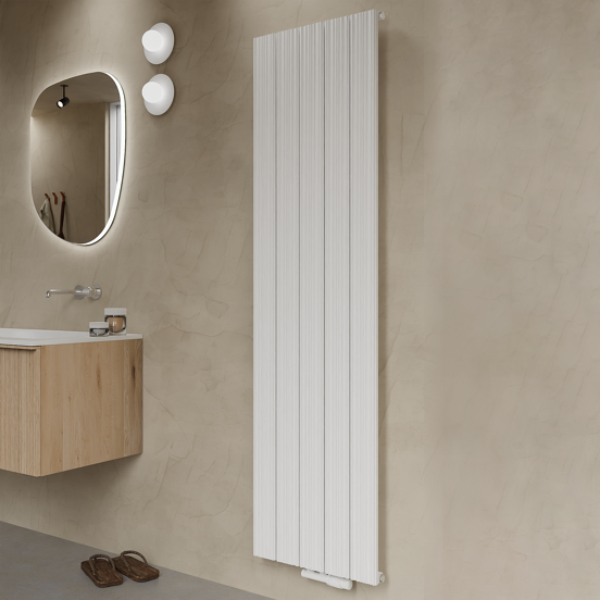 Vipera Mares enkele handdoekradiator 47 x 180 cm centrale verwarming mat wit zij- en middenaansluiting 1259W