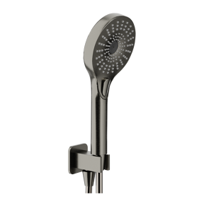 Blaufoss Onos Handbrause-Set: inkl. Wandanschlussbogen: 3jet, Brushed Gunmetal