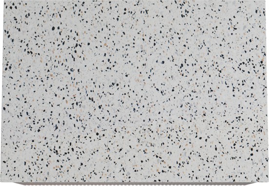 Storke Ribs zwevend badmeubel 75 x 52 cm notenhout met Tavola enkel wastafelblad in mat wit/zwart terrazzo, Verticale symmetrische rechte ribbel
