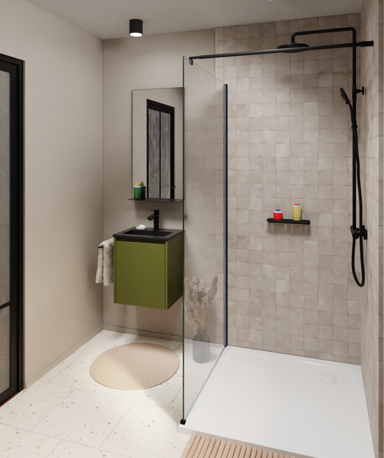 Storke Seda meuble sous-lavabo suspendu 45 x 35 cm vert olive porte