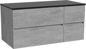 Storke Edge zwevend badkamermeubel 110 x 52 cm beton donkergrijs met Panton enkel tablet in gepoedercoate mdf mat zwart