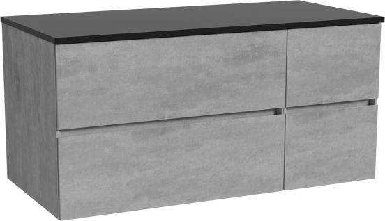 Storke Edge meuble salle de bains suspendu 110 x 52 cm béton gris foncé avec Panton tablette simple en mdf enduit de poudre noir mat