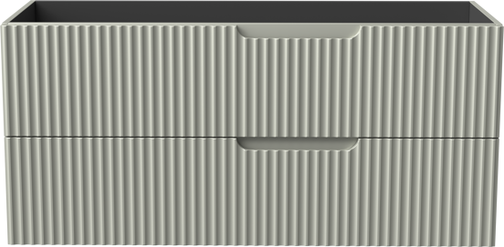 Linie Ribbo hängender Waschbeckenunterschrank: 120 x 46 cm, Greige, 2 Schubladen