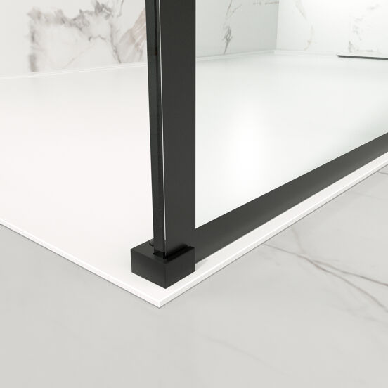 Balmani Modular inloopdouche 180 x 200 cm grid glas mat zwart profiel
