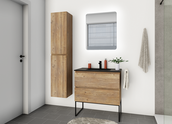 Linie Lux miroir coins arrondis lumineux 63 x75 cm