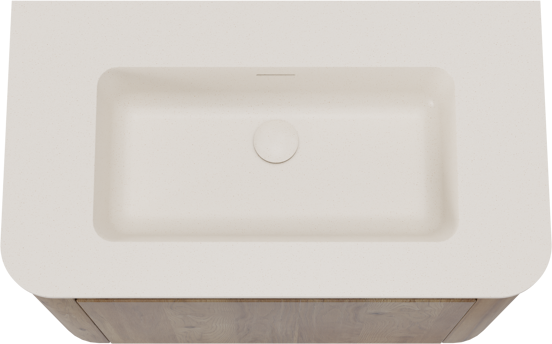 Storke Soft hängendes Möbelstück Set: 80 x 46 cm, Eiche rau, mit Mata Soft Einzelwaschtisch Solid Surface Beige Granit