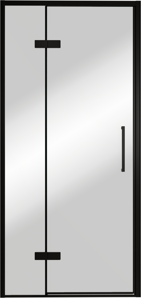 Balmani Senses Design douche draaideur links 100 cm x 210 cm Reflex spiegelglas, Zwarte profielen, met coating