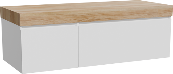 Storke Edge zwevend badkamermeubel 130 x 52 cm mat wit met Kada enkel of dubbel tablet in hpl rustieke teak