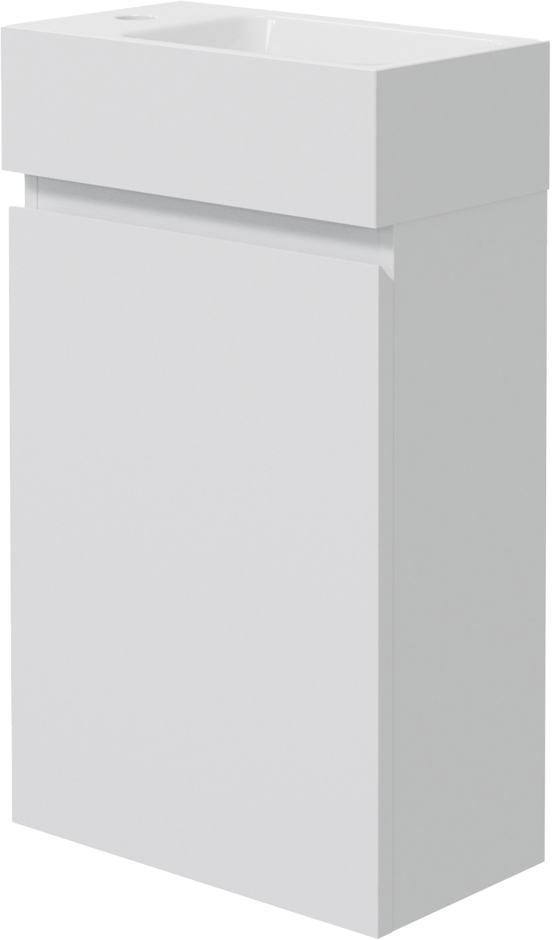 Linie Lado zwevend toiletmeubel 40 x 22 cm mat wit met Vano wastafel in glanzend composiet marmer