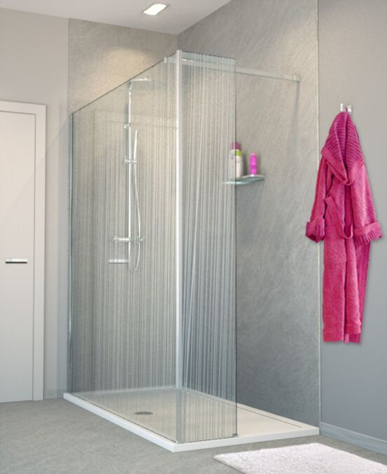 Balmani Modular Walk-In-Dusche mit fester Seitenwand 180 x 200 cm, Mikado Glas, Profil chrom glänzend