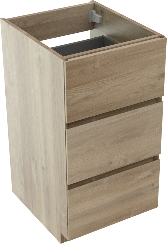 Storke Edge meuble sous-lavabo a poser 45 x 52 cm chêne brut 3 tiroirs