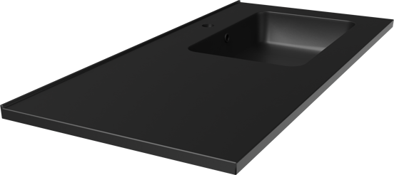 Linie Vano vasque asymétrique droite marbre composite noir mat 100 x 46 cm
