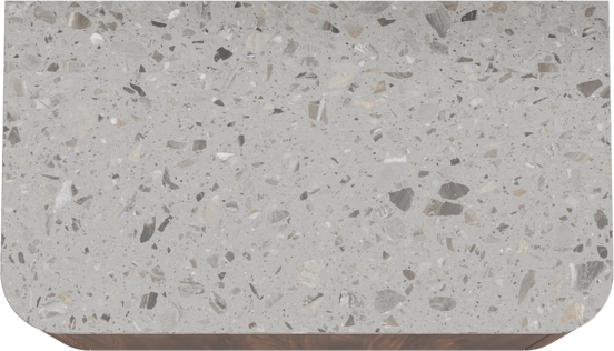 Balmani Moon meuble salle de bains suspendu 100 x 55 cm noyer américain avec Moon tablette simple en terrazzo greige terrazzo