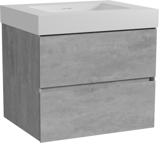 Storke Edge zwevend badmeubel 65 x 52 cm beton donkergrijs met Mata High enkele wastafel in solid surface mat wit