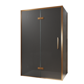 Balmani Senses Design douchehoek met linkse draaideur en vaste zijwand, 120 x 80 cm, Rookglas, Brushed Rosegold profielen